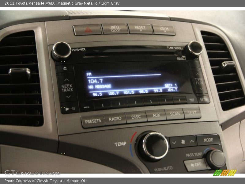 Magnetic Gray Metallic / Light Gray 2011 Toyota Venza I4 AWD