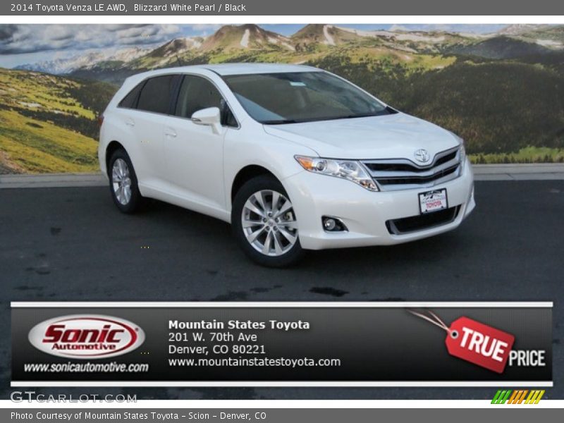 Blizzard White Pearl / Black 2014 Toyota Venza LE AWD
