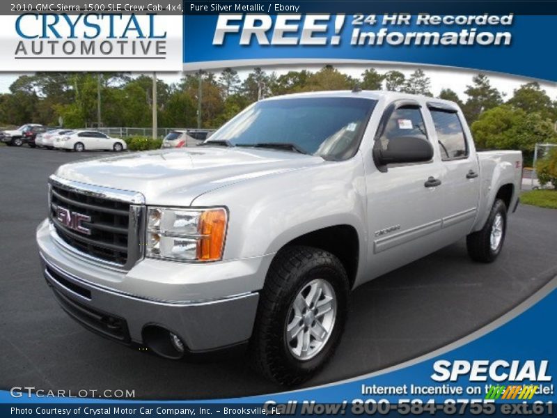 Pure Silver Metallic / Ebony 2010 GMC Sierra 1500 SLE Crew Cab 4x4