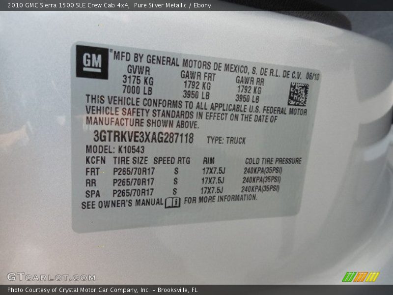 Pure Silver Metallic / Ebony 2010 GMC Sierra 1500 SLE Crew Cab 4x4