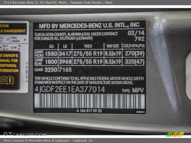 Paladium Silver Metallic / Black 2014 Mercedes-Benz GL 350 BlueTEC 4Matic