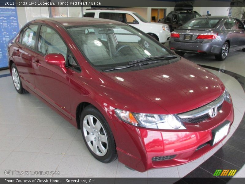 Tango Red Pearl / Beige 2011 Honda Civic LX Sedan