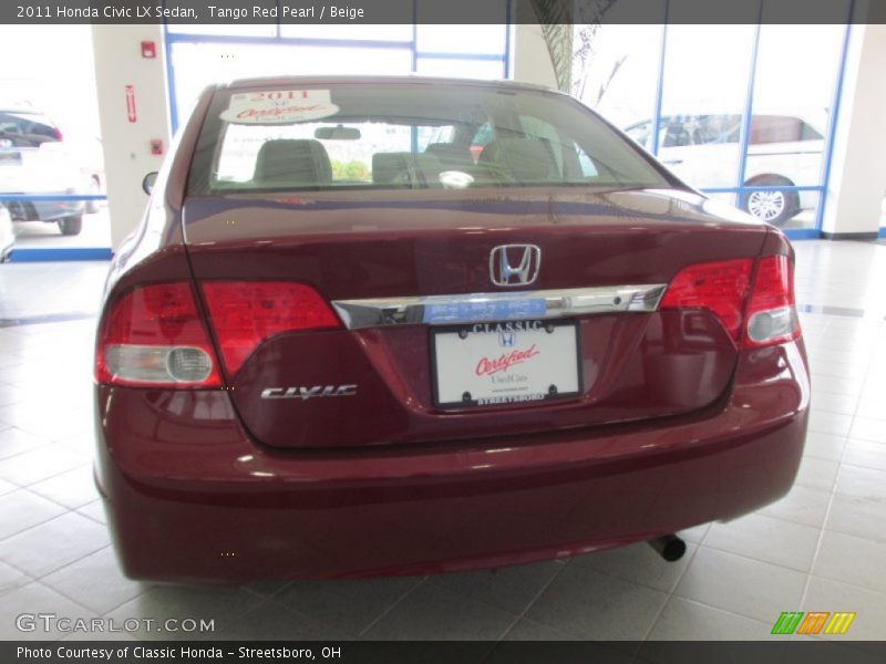 Tango Red Pearl / Beige 2011 Honda Civic LX Sedan
