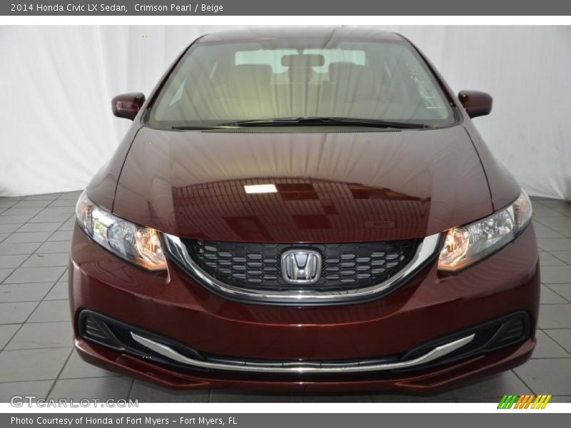 Crimson Pearl / Beige 2014 Honda Civic LX Sedan