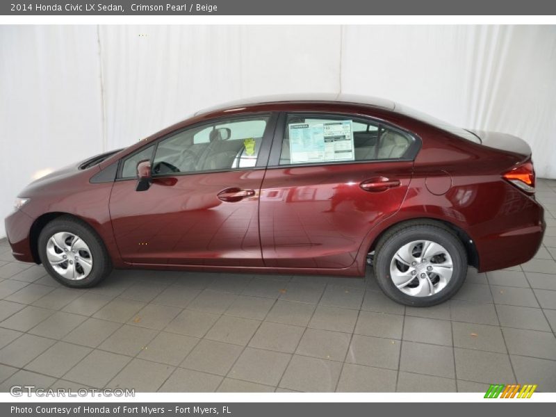 Crimson Pearl / Beige 2014 Honda Civic LX Sedan