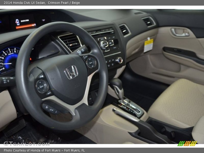 Crimson Pearl / Beige 2014 Honda Civic LX Sedan