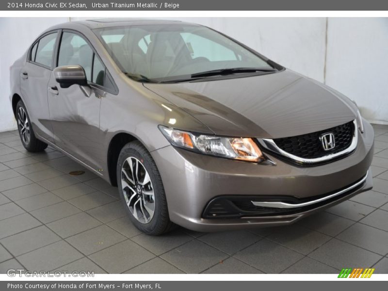 Urban Titanium Metallic / Beige 2014 Honda Civic EX Sedan