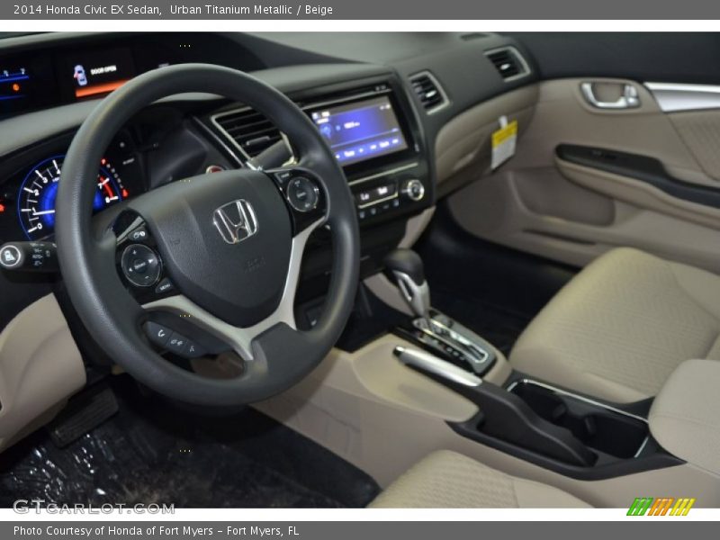 Urban Titanium Metallic / Beige 2014 Honda Civic EX Sedan