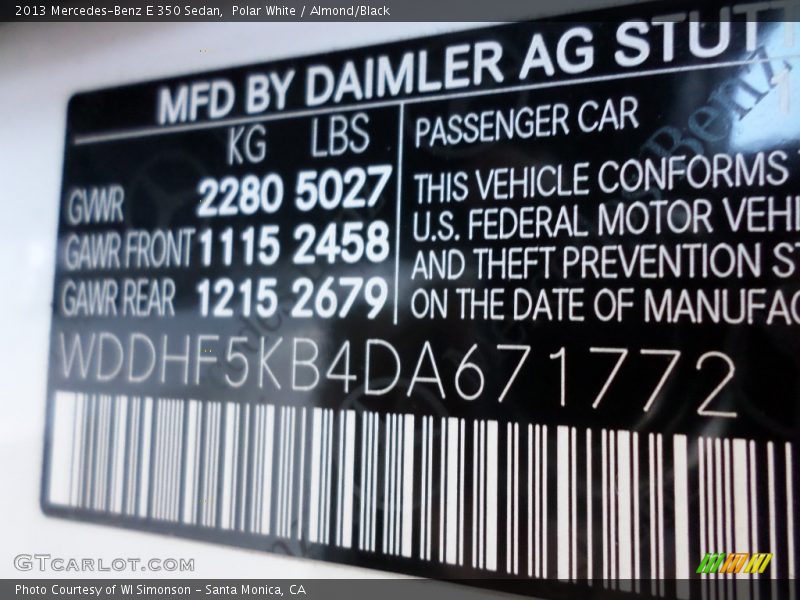 Polar White / Almond/Black 2013 Mercedes-Benz E 350 Sedan