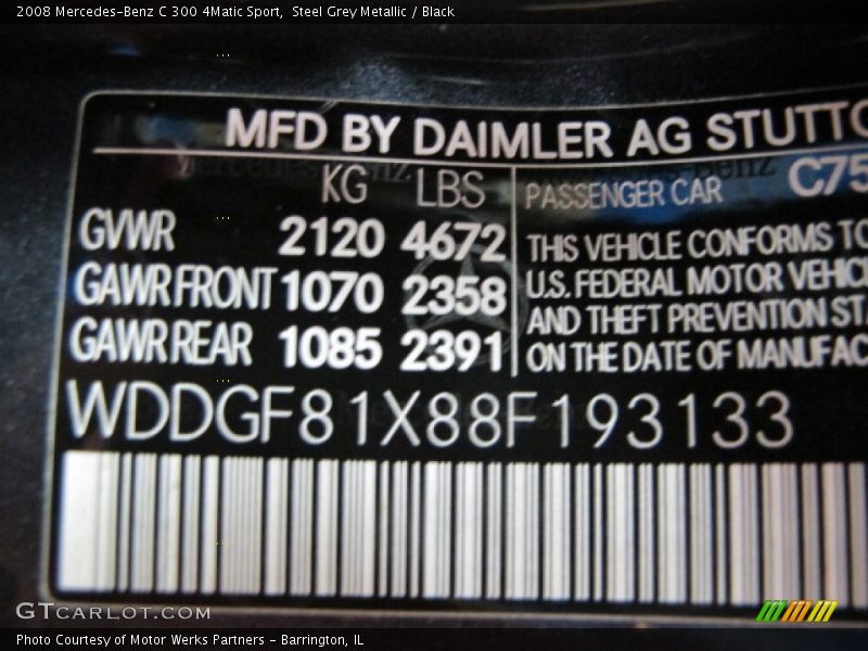 Steel Grey Metallic / Black 2008 Mercedes-Benz C 300 4Matic Sport