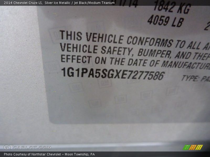 Silver Ice Metallic / Jet Black/Medium Titanium 2014 Chevrolet Cruze LS
