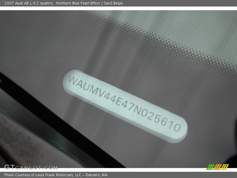 Northern Blue Pearl Effect / Sand Beige 2007 Audi A8 L 4.2 quattro