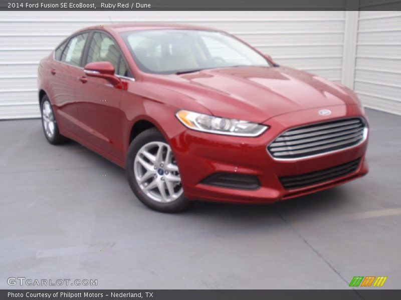 Ruby Red / Dune 2014 Ford Fusion SE EcoBoost