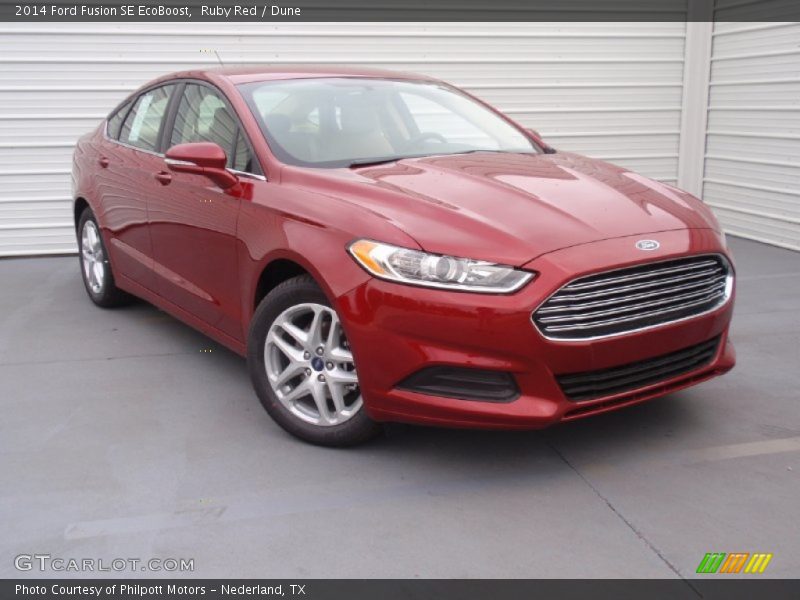 Ruby Red / Dune 2014 Ford Fusion SE EcoBoost