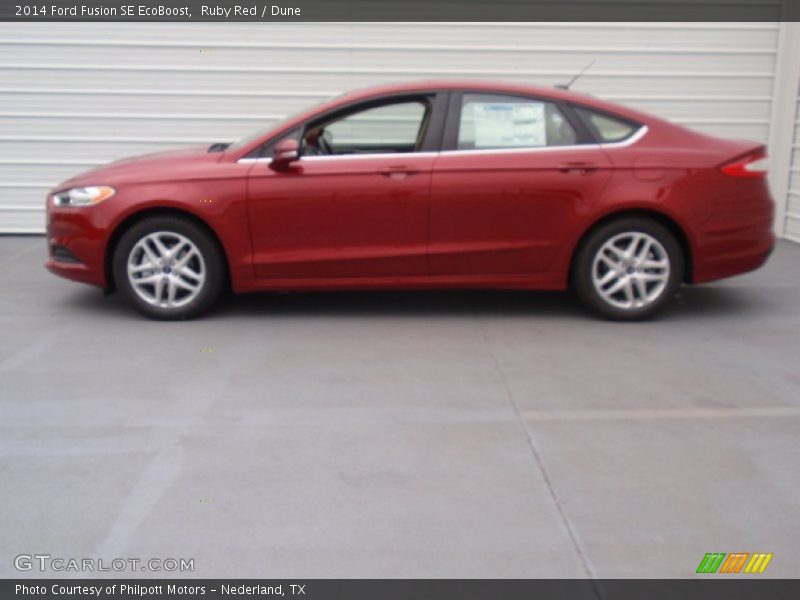 Ruby Red / Dune 2014 Ford Fusion SE EcoBoost