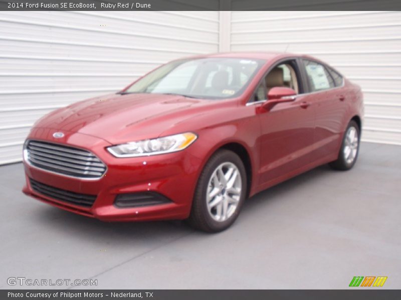 Ruby Red / Dune 2014 Ford Fusion SE EcoBoost