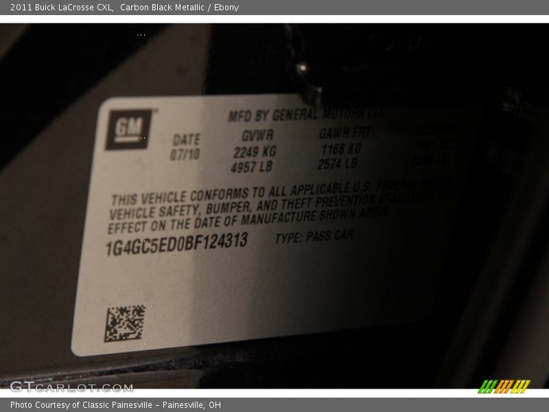 Carbon Black Metallic / Ebony 2011 Buick LaCrosse CXL