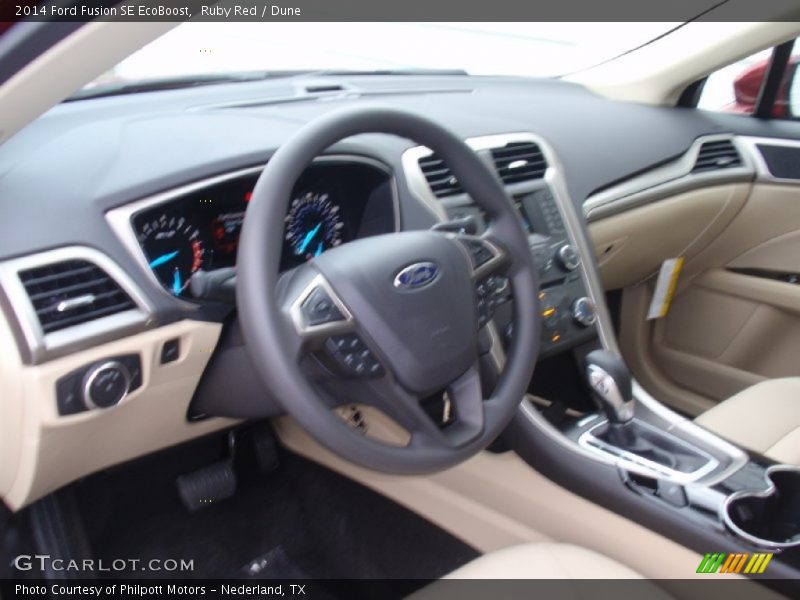 Ruby Red / Dune 2014 Ford Fusion SE EcoBoost