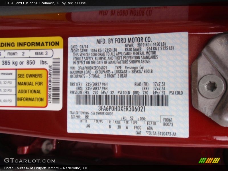 Ruby Red / Dune 2014 Ford Fusion SE EcoBoost