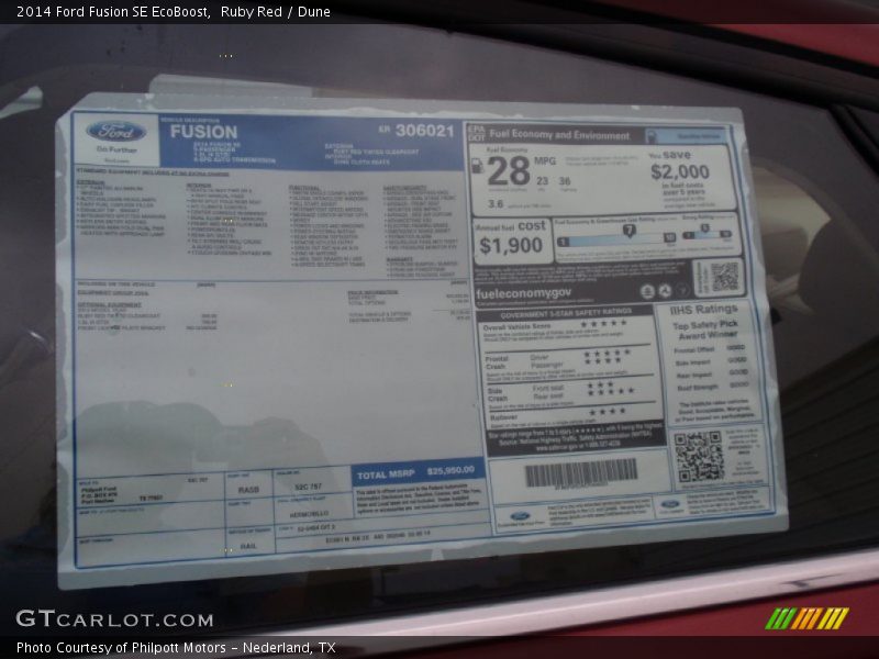 Ruby Red / Dune 2014 Ford Fusion SE EcoBoost