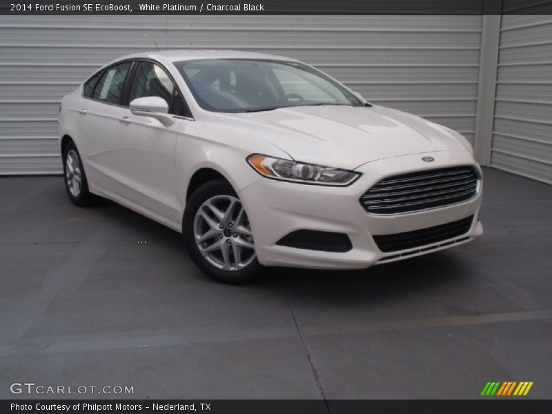 White Platinum / Charcoal Black 2014 Ford Fusion SE EcoBoost