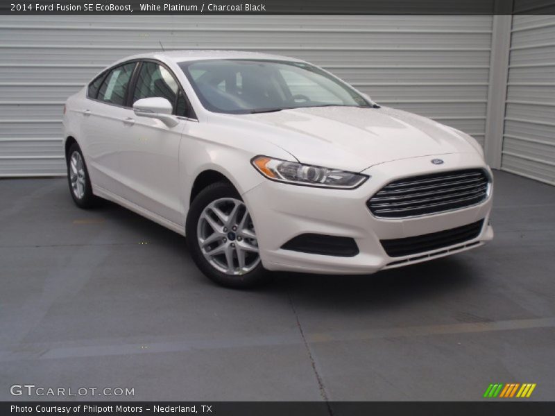 White Platinum / Charcoal Black 2014 Ford Fusion SE EcoBoost