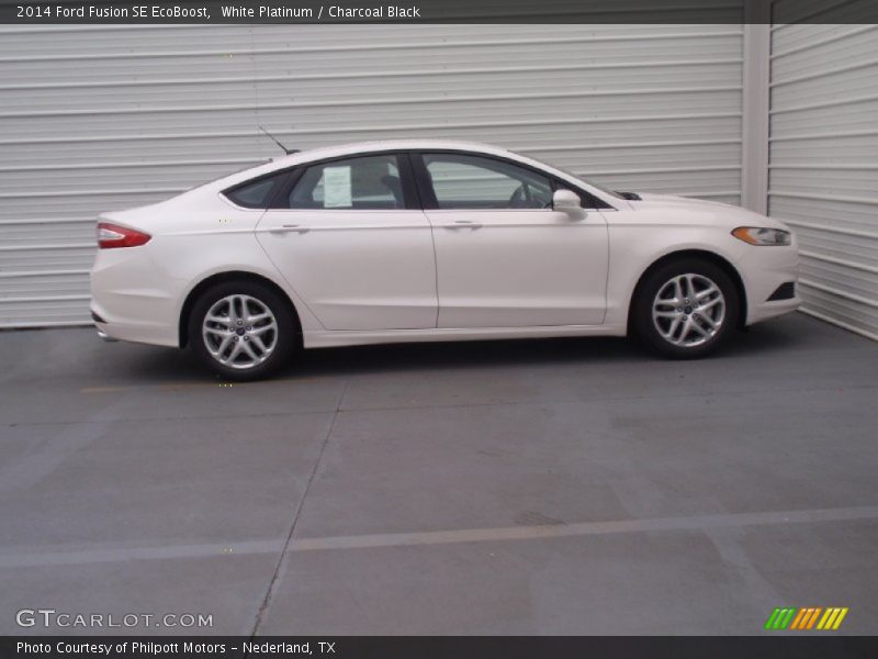White Platinum / Charcoal Black 2014 Ford Fusion SE EcoBoost