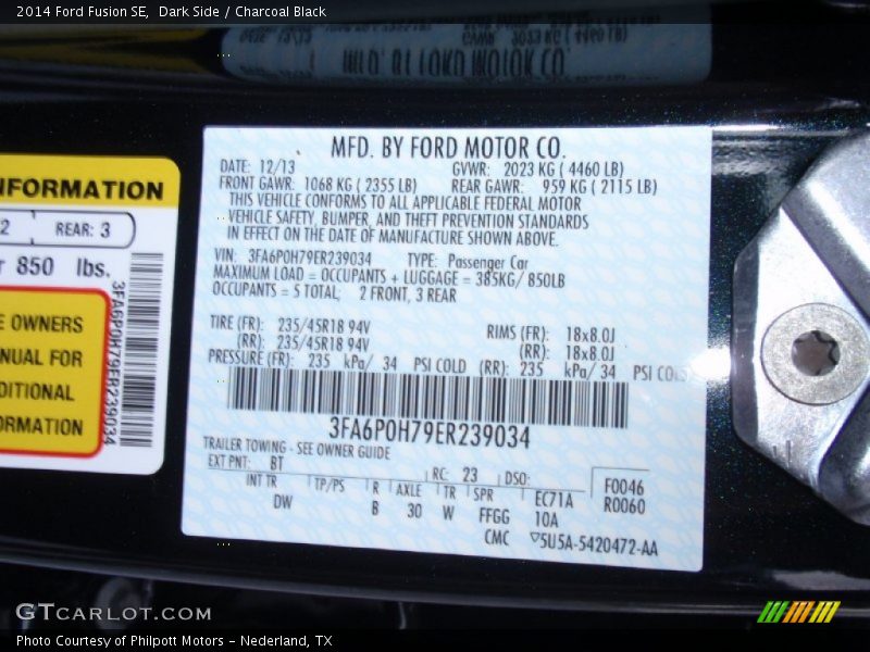 Dark Side / Charcoal Black 2014 Ford Fusion SE