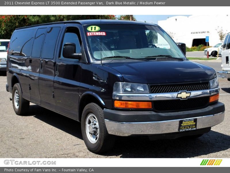 Dark Blue Metallic / Medium Pewter 2011 Chevrolet Express LT 3500 Extended Passenger Van