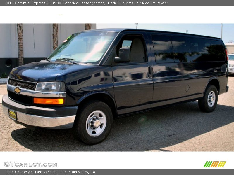 Dark Blue Metallic / Medium Pewter 2011 Chevrolet Express LT 3500 Extended Passenger Van