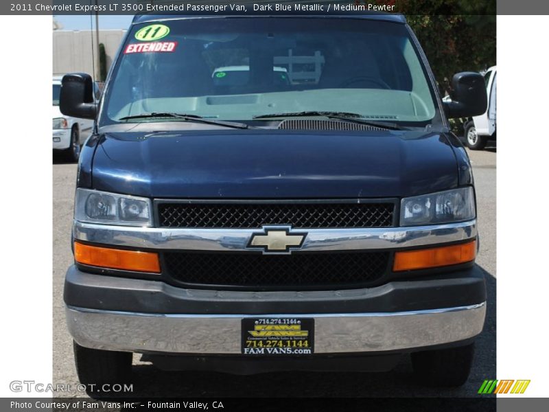 Dark Blue Metallic / Medium Pewter 2011 Chevrolet Express LT 3500 Extended Passenger Van