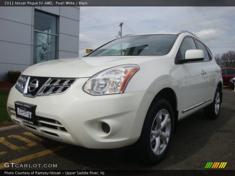 Pearl White / Black 2011 Nissan Rogue SV AWD