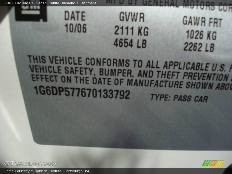 White Diamond / Cashmere 2007 Cadillac CTS Sedan