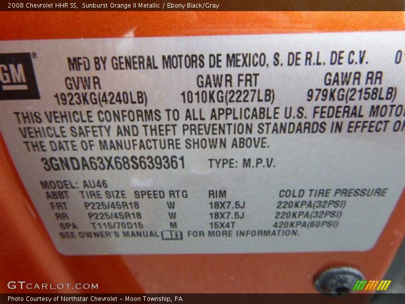 Sunburst Orange II Metallic / Ebony Black/Gray 2008 Chevrolet HHR SS