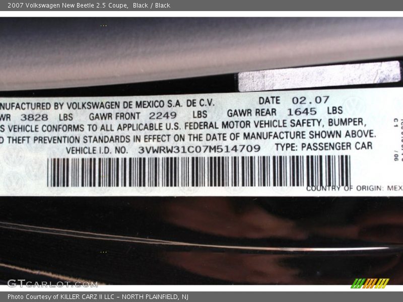 Black / Black 2007 Volkswagen New Beetle 2.5 Coupe