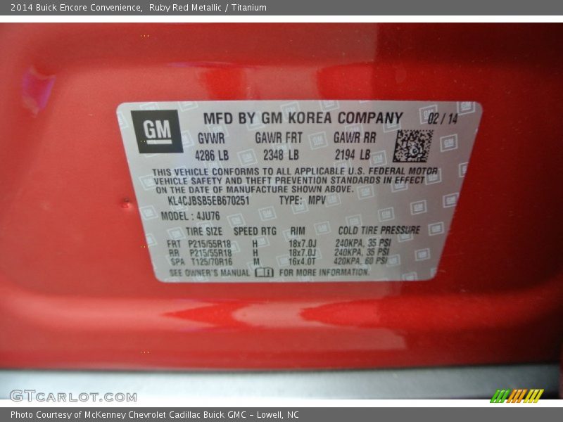 Ruby Red Metallic / Titanium 2014 Buick Encore Convenience