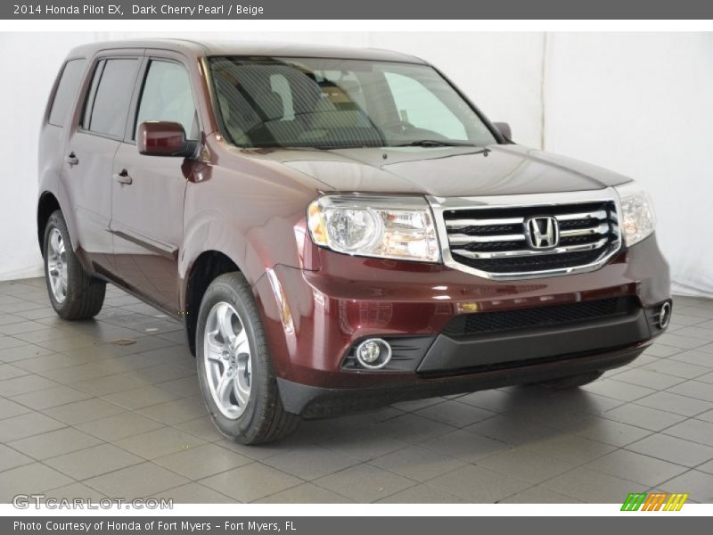 Dark Cherry Pearl / Beige 2014 Honda Pilot EX