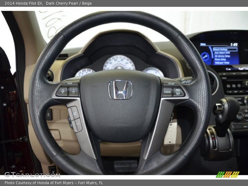 Dark Cherry Pearl / Beige 2014 Honda Pilot EX