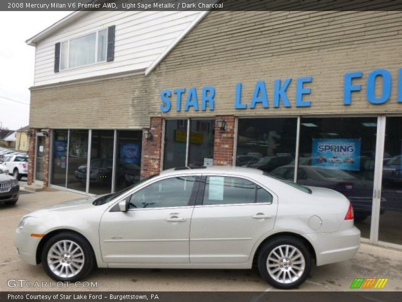 Light Sage Metallic / Dark Charcoal 2008 Mercury Milan V6 Premier AWD