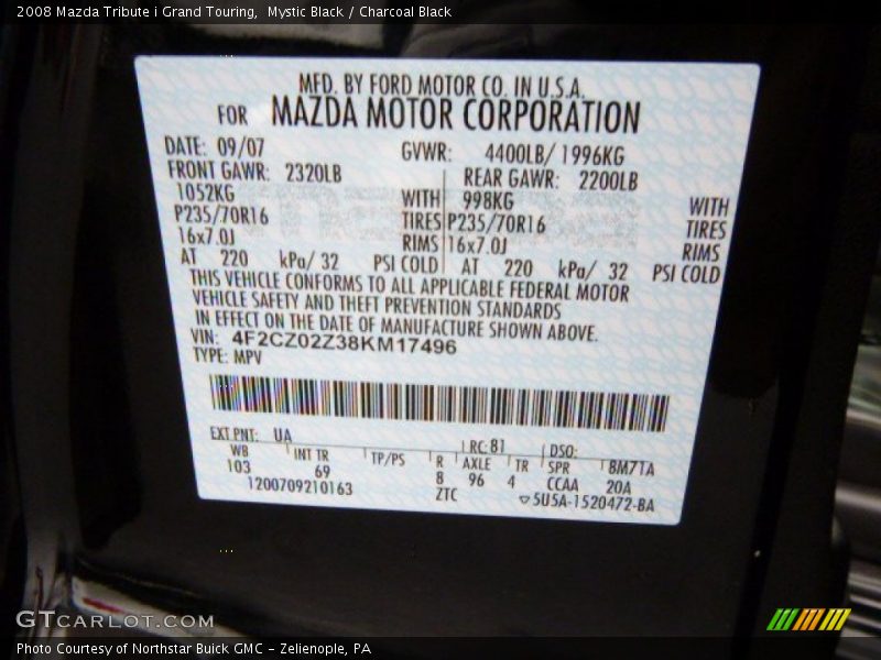 Mystic Black / Charcoal Black 2008 Mazda Tribute i Grand Touring