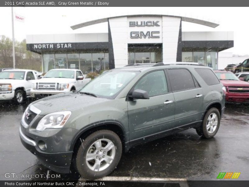 Gray Green Metallic / Ebony 2011 GMC Acadia SLE AWD