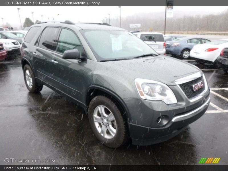 Gray Green Metallic / Ebony 2011 GMC Acadia SLE AWD