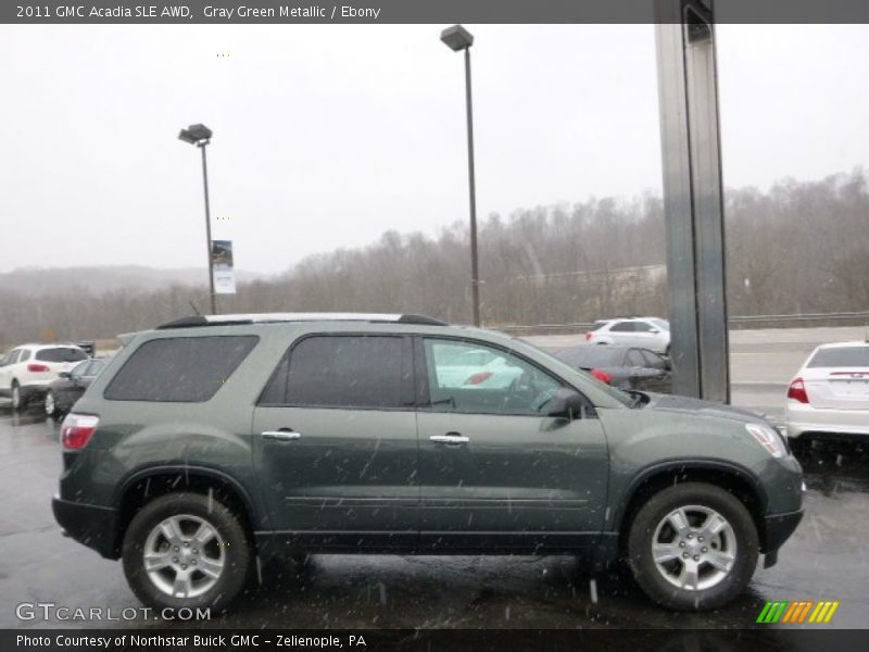 Gray Green Metallic / Ebony 2011 GMC Acadia SLE AWD