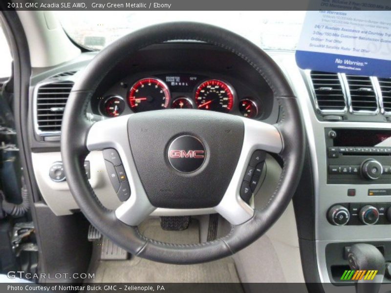 Gray Green Metallic / Ebony 2011 GMC Acadia SLE AWD