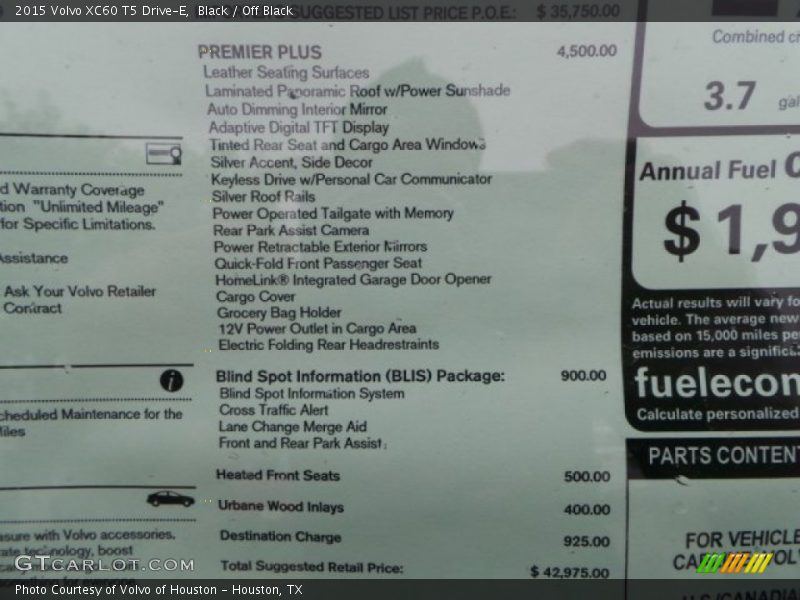 Black / Off Black 2015 Volvo XC60 T5 Drive-E