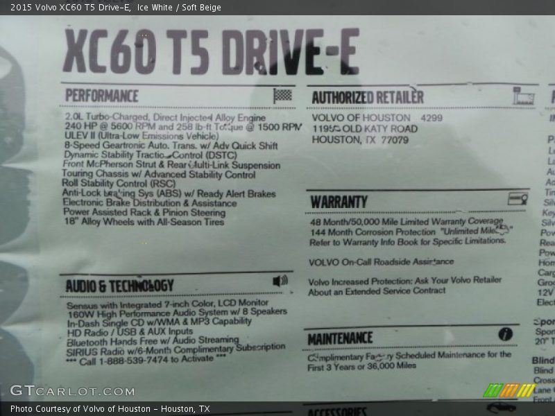 Ice White / Soft Beige 2015 Volvo XC60 T5 Drive-E