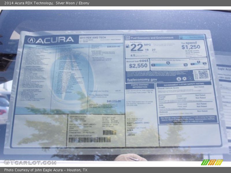 Silver Moon / Ebony 2014 Acura RDX Technology