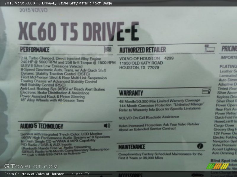 Savile Grey Metallic / Soft Beige 2015 Volvo XC60 T5 Drive-E