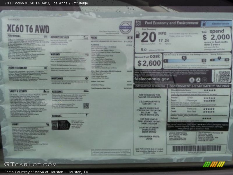 Ice White / Soft Beige 2015 Volvo XC60 T6 AWD
