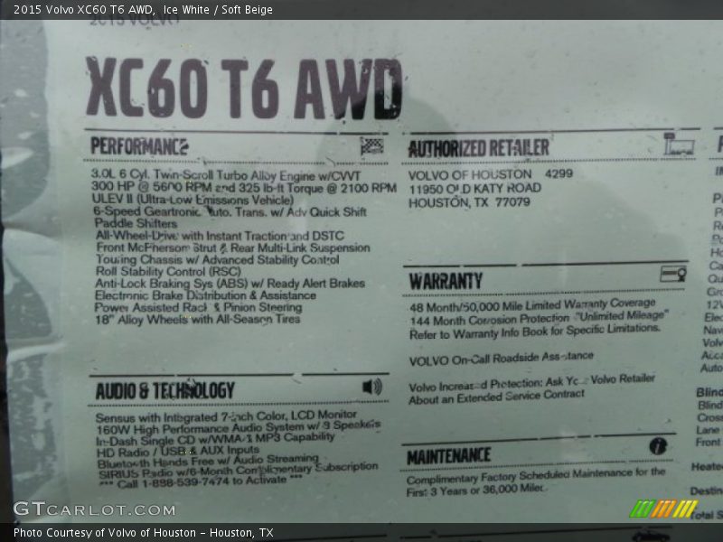 Ice White / Soft Beige 2015 Volvo XC60 T6 AWD